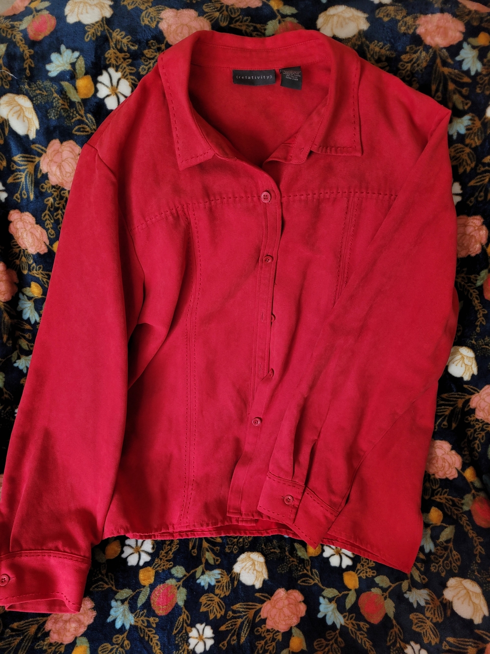 Relativity Red Button-Down Long Sleeve Shirt